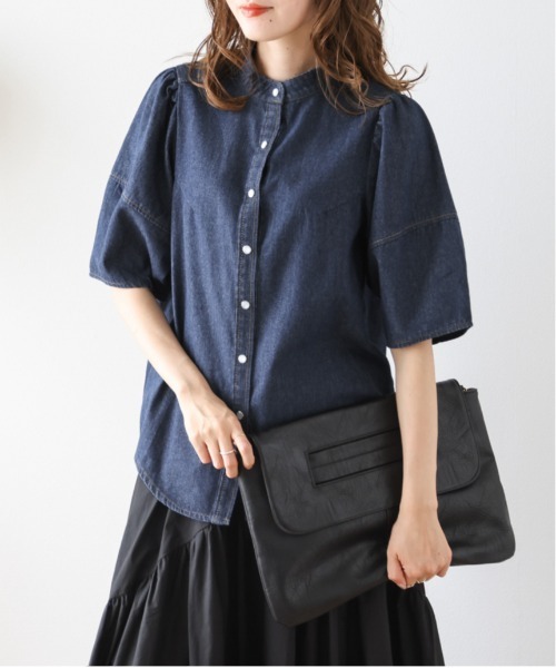 La-gemme(ラジェム)の「ランタンスリーブデニムシャツ(シャツ/ブラウス・レディース・ブルー/ブラック/ライトブルー・フリー)」の1枚目の写真