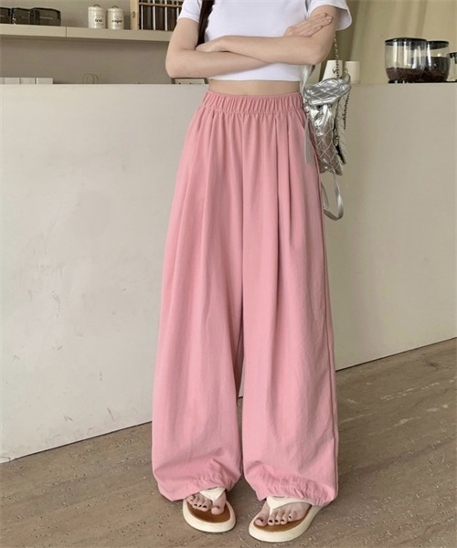 FREE STYLISTS(フリー スタイリスト)の「ウエストゴム ワイドタックパンツ(その他パンツ・レディース・ベージュ/ピンク/ブラック/グレー/モカ・L/XL/M)」の5枚目の写真