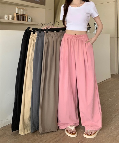 FREE STYLISTS(フリー スタイリスト)の「ウエストゴム ワイドタックパンツ(その他パンツ・レディース・ベージュ/ピンク/ブラック/グレー/モカ・L/XL/M)」の7枚目の写真