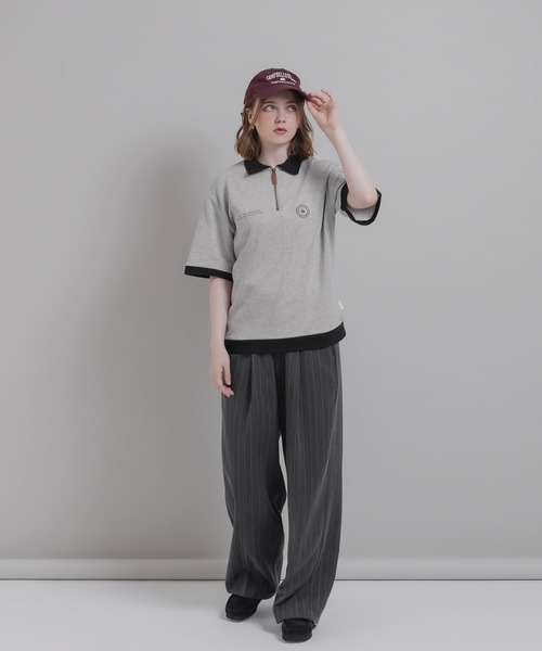 MUHET(ミュエータ)の「ミニ裏毛配色ハーフジップTシャツ(Tシャツ/カットソー・レディース・杢グレー/ネイビー・MEDIUM/X-LARGE)」の20枚目の写真