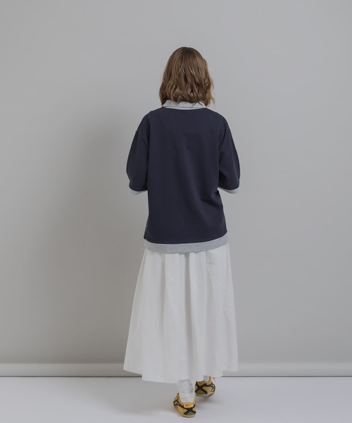 MUHET(ミュエータ)の「ミニ裏毛配色ハーフジップTシャツ(Tシャツ/カットソー・レディース・杢グレー/ネイビー・MEDIUM/X-LARGE)」の11枚目の写真