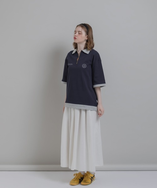 MUHET(ミュエータ)の「ミニ裏毛配色ハーフジップTシャツ(Tシャツ/カットソー・レディース・杢グレー/ネイビー・MEDIUM/X-LARGE)」の10枚目の写真