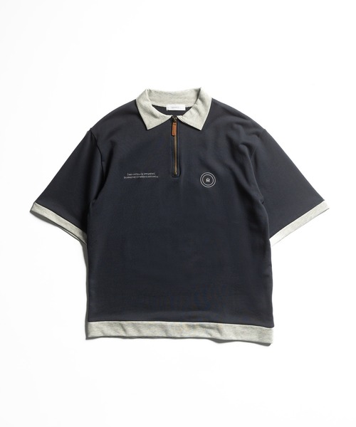 MUHET(ミュエータ)の「ミニ裏毛配色ハーフジップTシャツ(Tシャツ/カットソー・レディース・杢グレー/ネイビー・MEDIUM/X-LARGE)」の3枚目の写真
