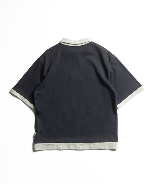 MUHET(ミュエータ)の「ミニ裏毛配色ハーフジップTシャツ(Tシャツ/カットソー・レディース・杢グレー/ネイビー・MEDIUM/X-LARGE)」の4枚目の写真