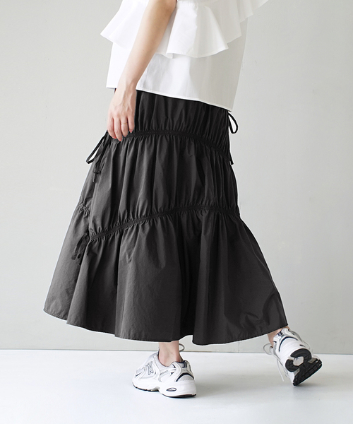 スティナ　ブラックリボンスカート　グレー スティナ ブラックリボンスカート グレー stina / black ribbon wrap