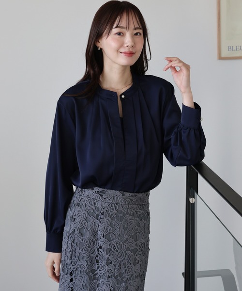 BLUEEAST（ブルーイースト）の「《新色追加》2WAYフロントタックブラウス（シャツ/ブラウス・レディース・ブラック/ホワイト/ブルー/ベージュ/ホワイト系/チャコールグレー/ネイビー・MEDIUM）」の6枚目の写真