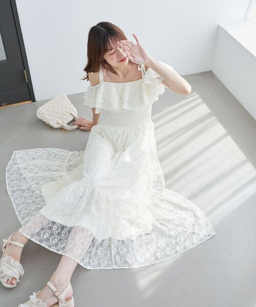 MAJESTIC LEGON(マジェスティックレゴン)の「2wayコルセットレースワンピ(ワンピース・レディース・アイボリー/ブラック/ホワイト系その他2・MEDIUM)」の2枚目の写真
