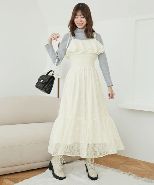 MAJESTIC LEGON(マジェスティックレゴン)の「2wayコルセットレースワンピ(ワンピース・レディース・アイボリー/ブラック/ホワイト系その他2・MEDIUM)」の6枚目の写真