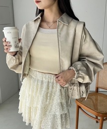 レザーライクショートブルゾン