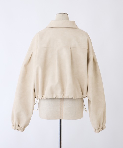 one after another NICE CLAUP(ワンアフターアナザーナイスクラップ)の「レザーライクショートブルゾン(ライダースジャケット・レディース・アイボリー/チャコールグレー/ブラウン・FREE)」の14枚目の写真