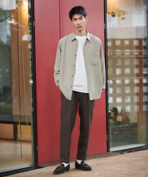 green label relaxing（グリーンレーベルリラクシング）の「ポリエステル ワッシャー ポプリン ジャストルーズ シャツ（シャツ/ブラウス・メンズ・ダークブラウン/ダークグレー/ベージュ・L/M/S/XL）」の17枚目の写真