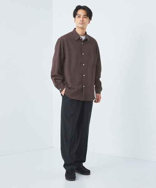 green label relaxing（グリーンレーベルリラクシング）の「ポリエステル ワッシャー ポプリン ジャストルーズ シャツ（シャツ/ブラウス・メンズ・ダークブラウン/ダークグレー/ベージュ・L/M/S/XL）」の20枚目の写真