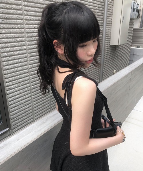 anyonemore(エニワンモア)の「肩紐調節ミニ丈キャミニットワンピースセット(ワンピース・レディース・ブラック・FREE)」の10枚目の写真