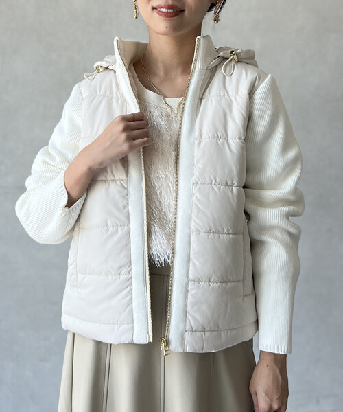 Chez toi（シェトワ）の「【フード取り外し可能】中綿×ニット切替