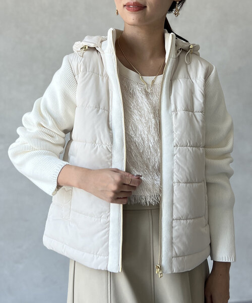 Chez toi（シェトワ）の「【フード取り外し可能】中綿×ニット切替