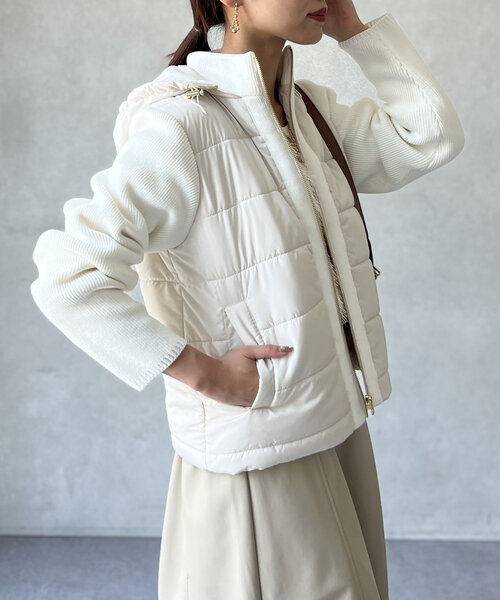 Chez toi（シェトワ）の「【フード取り外し可能】中綿×ニット切替