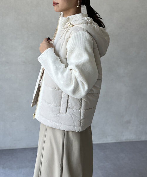 Chez toi（シェトワ）の「【フード取り外し可能】中綿×ニット切替