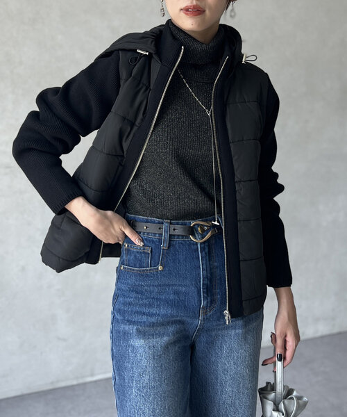 Chez toi（シェトワ）の「【フード取り外し可能】中綿×ニット切替