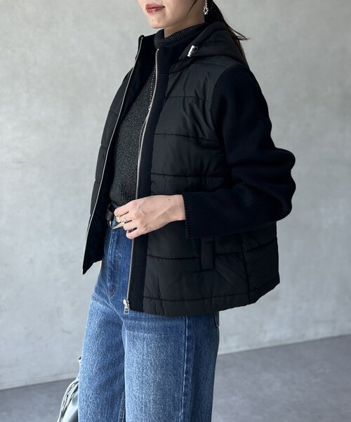 Chez toi（シェトワ）の「【フード取り外し可能】中綿×ニット切替