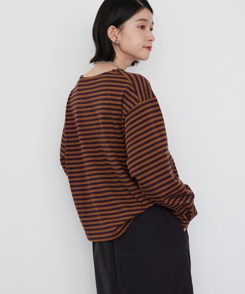 AMERICAN HOLIC（アメリカンホリック）の「ショートボーダーカットプルオーバー（Tシャツ/カットソー・レディース・グレー/ブラック/パープル・M/L）」の8枚目の写真