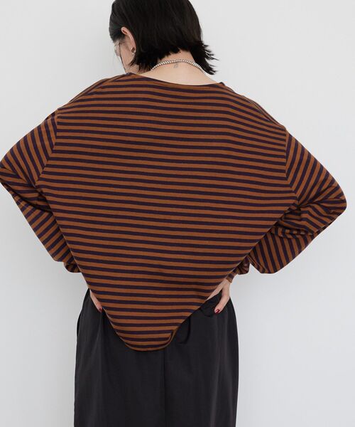 AMERICAN HOLIC（アメリカンホリック）の「ショートボーダーカットプルオーバー（Tシャツ/カットソー・レディース・グレー/ブラック/パープル・M/L）」の9枚目の写真