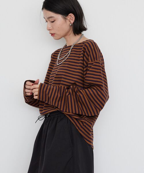 AMERICAN HOLIC（アメリカンホリック）の「ショートボーダーカットプルオーバー（Tシャツ/カットソー・レディース・グレー/ブラック/パープル・M/L）」の10枚目の写真