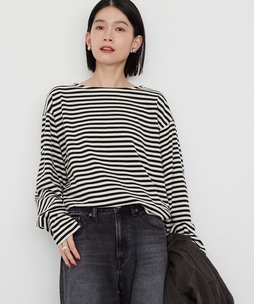 AMERICAN HOLIC（アメリカンホリック）の「ショートボーダーカットプルオーバー（Tシャツ/カットソー・レディース・グレー/ブラック/パープル・M/L）」の13枚目の写真