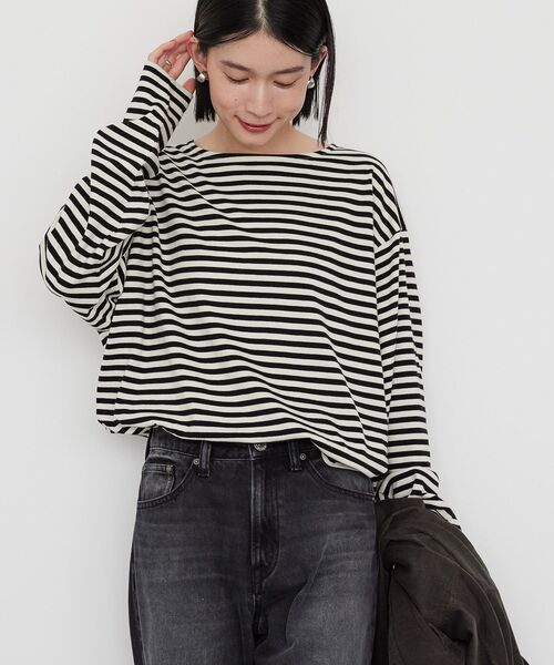 AMERICAN HOLIC（アメリカンホリック）の「ショートボーダーカットプルオーバー（Tシャツ/カットソー・レディース・グレー/ブラック/パープル・M/L）」の14枚目の写真