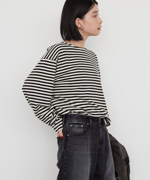 AMERICAN HOLIC（アメリカンホリック）の「ショートボーダーカットプルオーバー（Tシャツ/カットソー・レディース・グレー/ブラック/パープル・M/L）」の15枚目の写真
