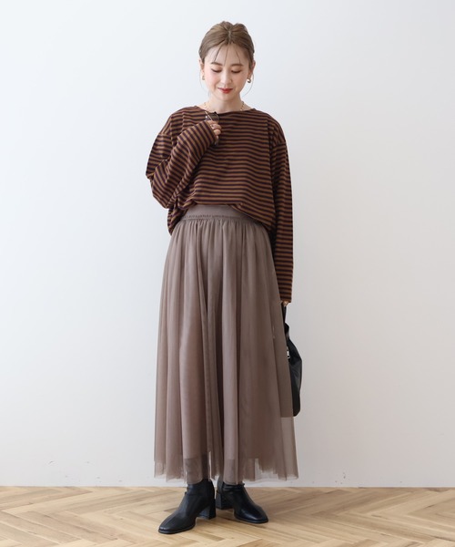 AMERICAN HOLIC（アメリカンホリック）の「ショートボーダーカットプルオーバー（Tシャツ/カットソー・レディース・グレー/ブラック/パープル・M/L）」の4枚目の写真