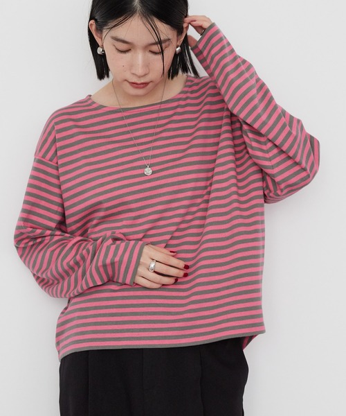 AMERICAN HOLIC（アメリカンホリック）の「ショートボーダーカットプルオーバー（Tシャツ/カットソー・レディース・グレー/ブラック/パープル・M/L）」の19枚目の写真
