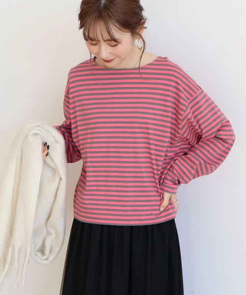 AMERICAN HOLIC（アメリカンホリック）の「ショートボーダーカットプルオーバー（Tシャツ/カットソー・レディース・グレー/ブラック/パープル・M/L）」の18枚目の写真
