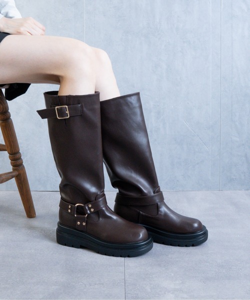 Fabby fabby(ファビィーファビィー)の「ローヒールエンジニアロングブーツ(ブーツ・レディース・ブラック/ブラウン・SMALL/MEDIUM/LARGE)」の6枚目の写真