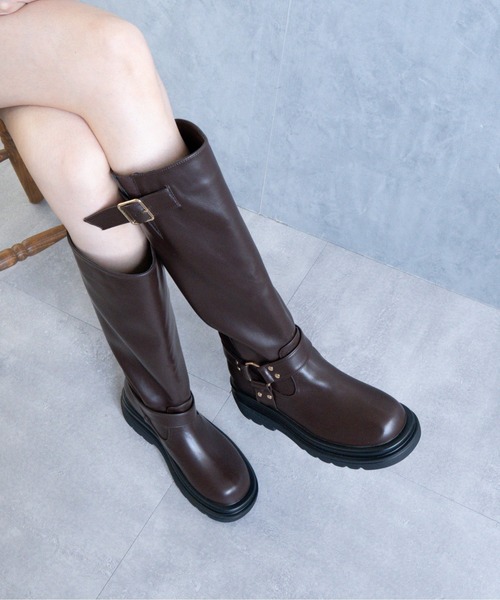 Fabby fabby(ファビィーファビィー)の「ローヒールエンジニアロングブーツ(ブーツ・レディース・ブラック/ブラウン・SMALL/MEDIUM/LARGE)」の8枚目の写真