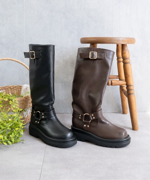 Fabby fabby(ファビィーファビィー)の「ローヒールエンジニアロングブーツ(ブーツ・レディース・ブラック/ブラウン・SMALL/MEDIUM/LARGE)」の9枚目の写真