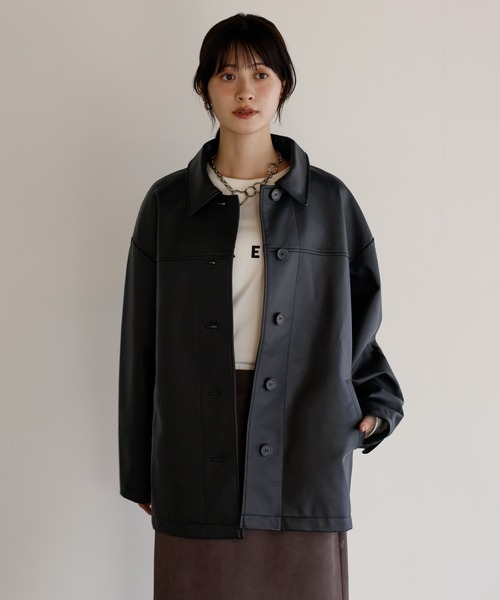 shetila(シェティラ)の「オーバーサイズ ステンカラー合皮ブルゾン(ブルゾン・レディース・ベージュ/グレー/ブラック・L/M)」の21枚目の写真
