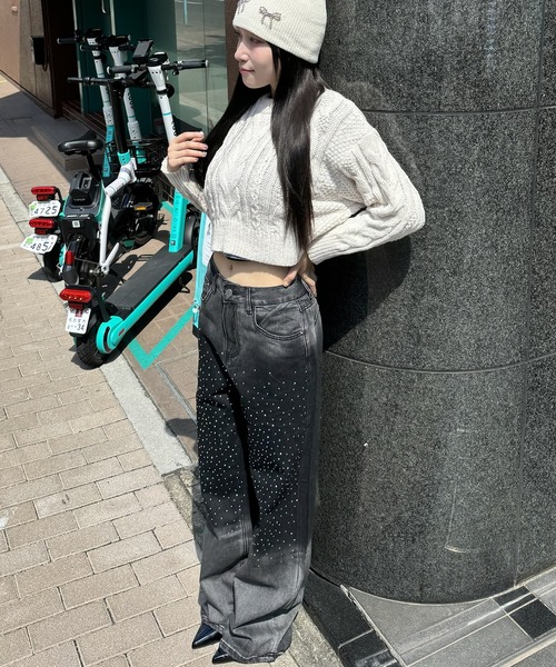 madrepadre（マドレパドレ）の「ラインストーングラデーションデニムパンツ（デニムパンツ・レディース・ブラック・SMALL/MEDIUM/LARGE）」の7枚目の写真