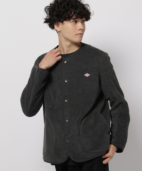 極美　DANTON ダントンフリース ノーカラー ジャケット　レディースS 極美 DANTON ダントンフリース ノーカラー ジャケット レディースS