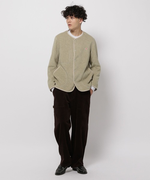 【DANTON】ダントン　ノーカラージャケット　ベージュ　M クリーニング済 DANTON(ダントン)】フリース ノーカラージャケット（ノーカラー