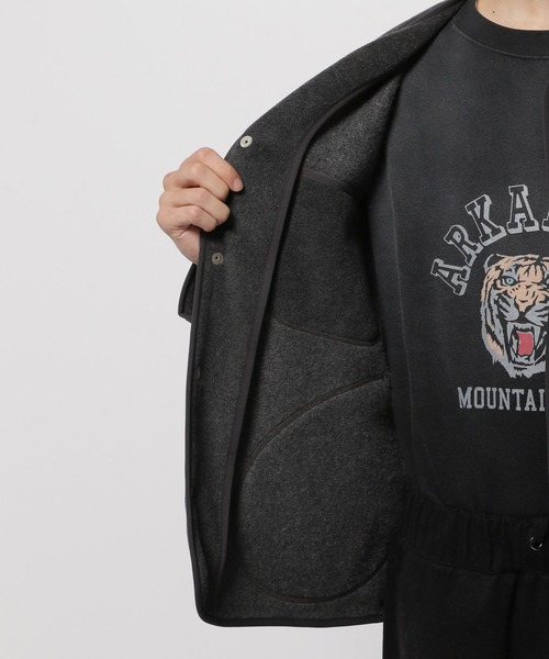 DANTON(ダントン)】フリース ノーカラージャケット（ノーカラー