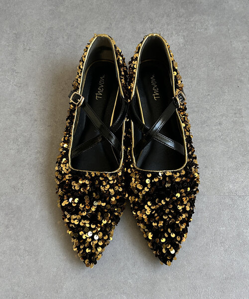 Thevon（ゼボン）の「クロスベルトスパンコールパンプス（パンプス・レディース・ブラック/ゴールド・M/L）」の15枚目の写真