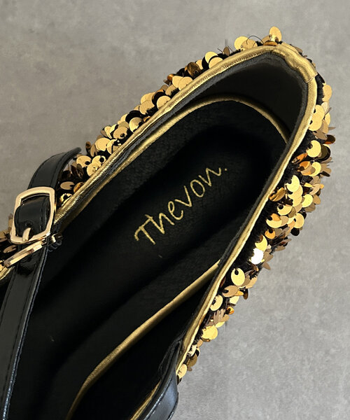 Thevon（ゼボン）の「クロスベルトスパンコールパンプス（パンプス・レディース・ブラック/ゴールド・M/L）」の17枚目の写真