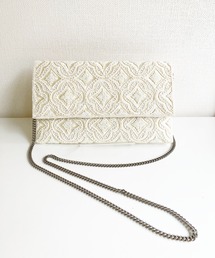 【Swaraj/スワラージ】ダマスク柄手刺繍ビーズクラッチ