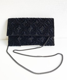 【Swaraj/スワラージ】ダマスク柄手刺繍ビーズクラッチ