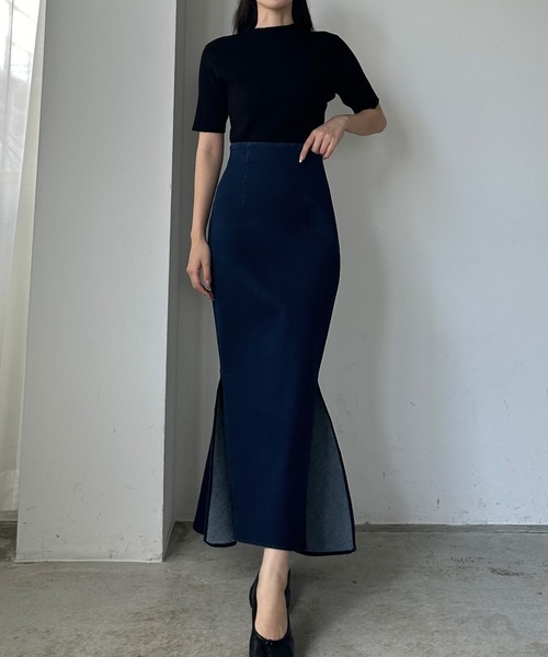 『shéller』シェリエ (M) デニムマーメイドスカート　ストレッチ　洗える セール】【GISELe 4月号掲載】atelier SOMETHING MERMAID DENIM