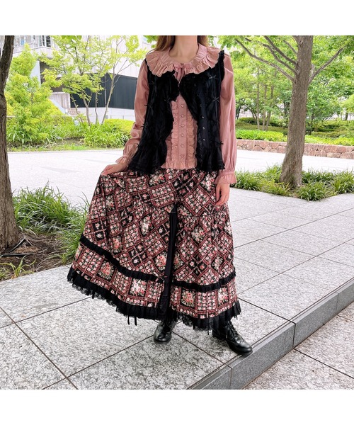 ピンクハウス ピコフリルパンツ PINK HOUSE ピンクハウス ローンフリル使い裾ピコフリルワイド