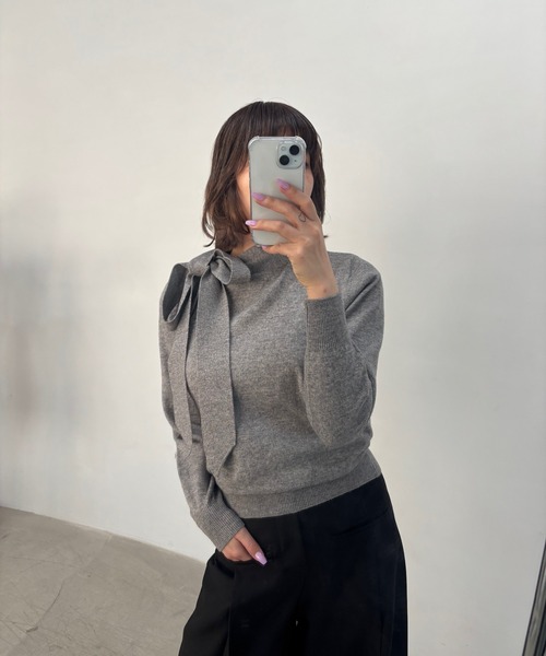 ボウタイリボン ウールニットトップス FD24S355【Fano Studios