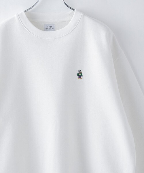 coen(コーエン)の「ワンポイントベア刺繍裏起毛クルーネックスウェット(スウェット・メンズ・ホワイト/ブラック/グレー・M/L/XL)」の2枚目の写真