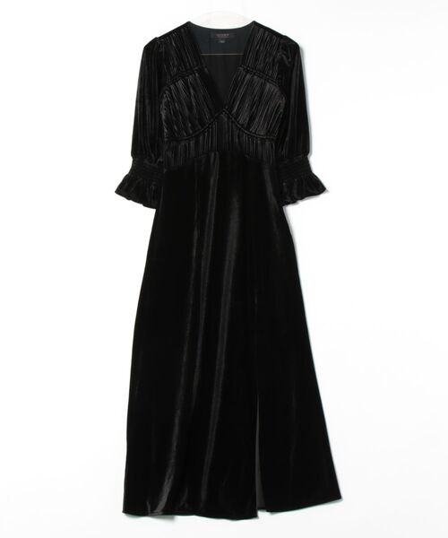 ALLSAINTS(オールセインツ)の「ANI V-NECK VELVET MIDI DRESS | ANI Vネック ベルベット ミディ ドレス・ワンピース(ワンピース・レディース・ブラック・10/6/4/8)」の7枚目の写真