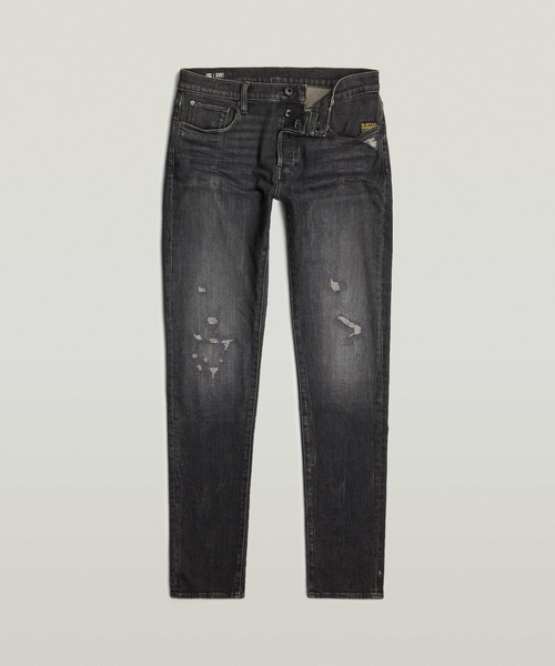 G-STAR(ジースター)の「3301 SLIM JEANS/ヴィンテージライクベーシックスリムテーパードジーンズ/ダメージ加工(デニムパンツ・メンズ・ブラック系その他・28/30/29/30/30/30/31/30/32/30/33/30/34/30/36/30/30/32/34/32/33/32/32/32/36/32)」の5枚目の写真